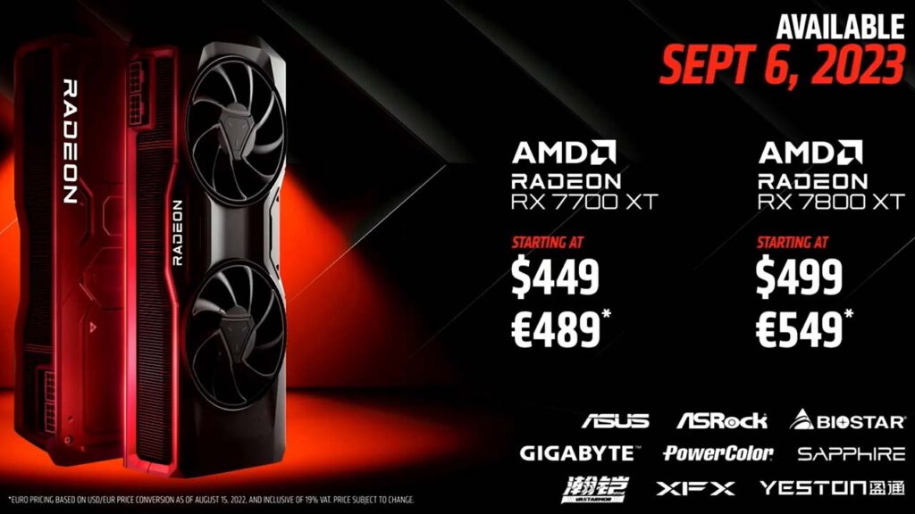 amd radeon rx 7800 xt and 7700 xt price and availability